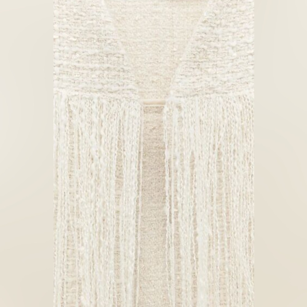 ZARA ZW Collection RARE Textured Fringe Jacket Wool Blend Size M NEW - Picture 9 of 15